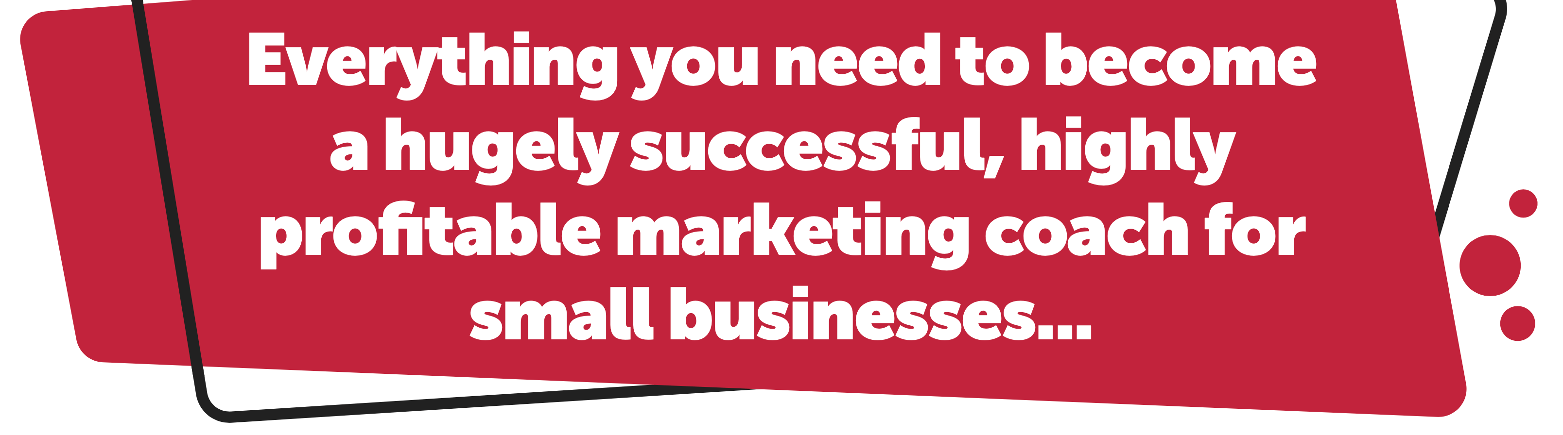 Everything you need to become a highly successful, highly profitable marketing coach for small businesses