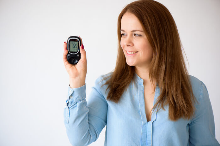 Woman with pump monitor